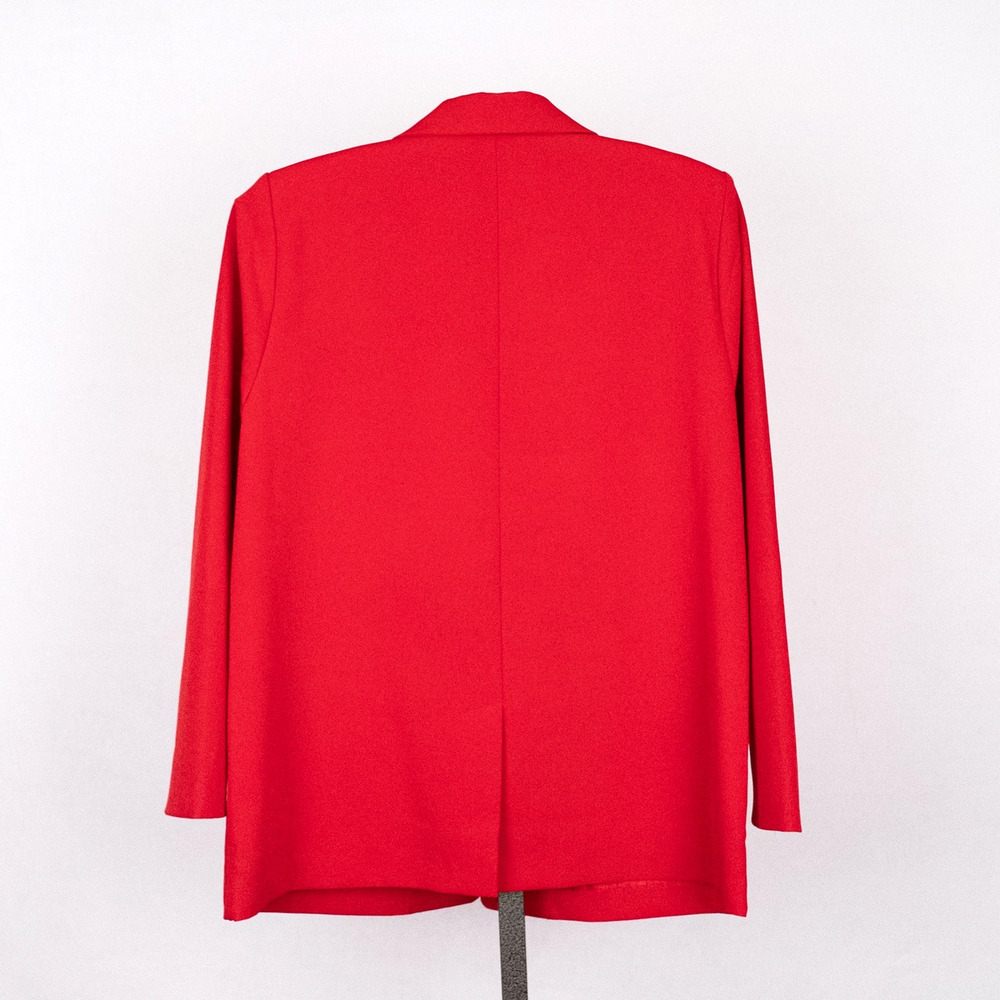 Old Navy Women's Unlined Blazer Jacket LARGE Aurora Red Classic Holiday Office - Picture 4 of 6